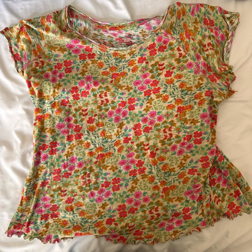 NATURAL LIFE Colorful Floral Short Sleeve Tee